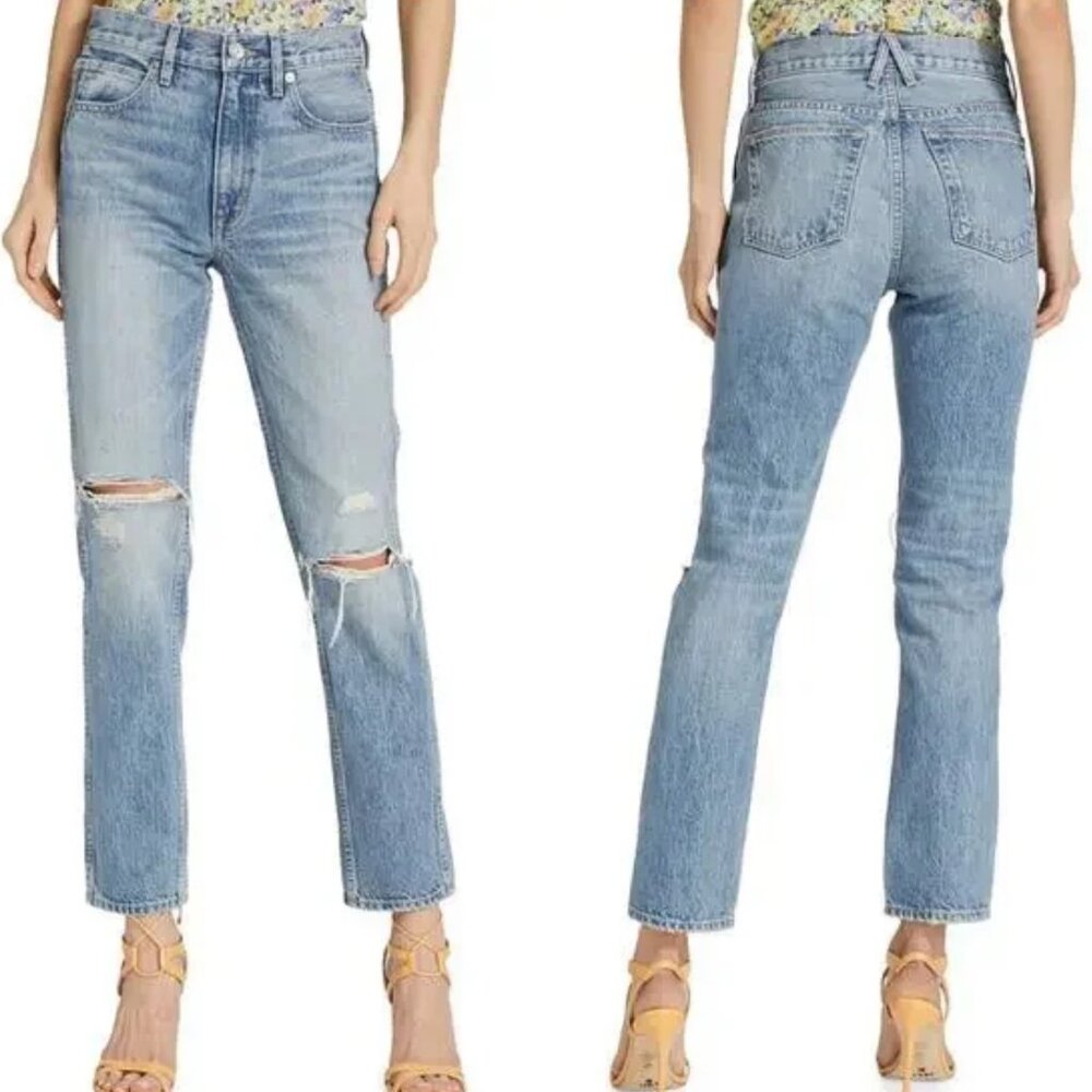SLVRLAKE JEANS Blue Virginia Slim Crossroads Midrise Straight Leg Size: 26